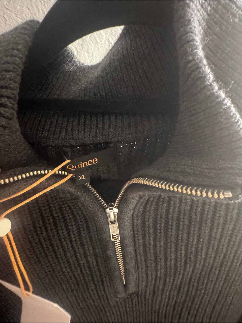 Quince Men's Zip-Front Ribbed Sweater - quarter zipped charcoal XL - Picture 4 of 6